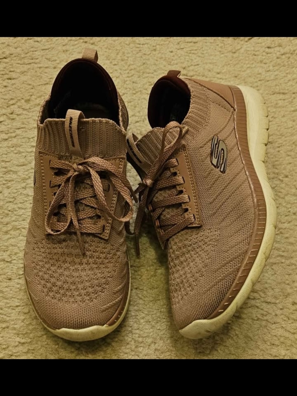 Skechers Slip-On Knit Sneakers in Taupe